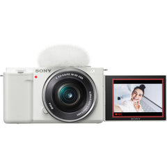 Sony ZV-E10 Interchangeable Lens Video Blog Camera with 16-50mm Motorized Zoom Lens - White