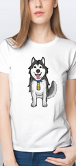 Husky Hugo Cartoon Graphic Design Short Sleeve T-Shirt 2021 (Women's)