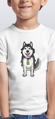 Husky Hugo Cartoon Graphic Design with Brand Short Sleeve T-Shirt 2021 (Kids)